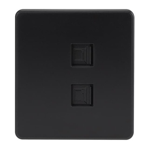 Розетка Kranz ROUND компьютерная двойная RJ45+RJ45 кат6 с/у оникс