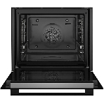 Встраиваемый духовой шкаф с добавлением пара Bosch HQG572EB3 Serie 4, Auto Pilot 15, объем 71 л , 9 режимов нагрева, 3D Hotair, Soft move door,телескопические направляющие 1уровень,гидролиз и пиролиз, сенсорное управление, черный+профиль из нержавеющей стали