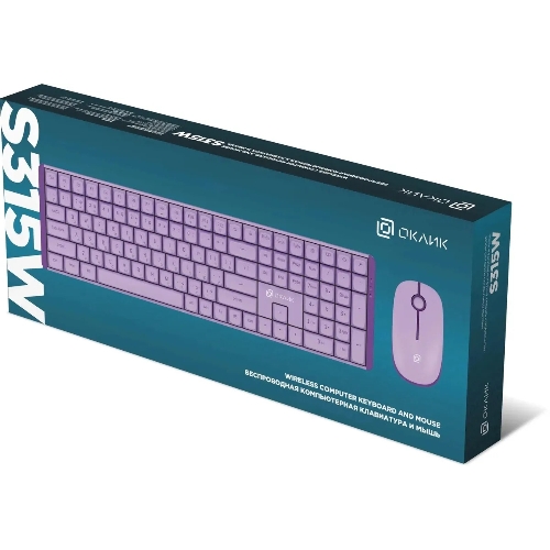 Комплект клавиатура+мышь AULA AC306 беспроводной, USB, 1600 DPI, сиреневый