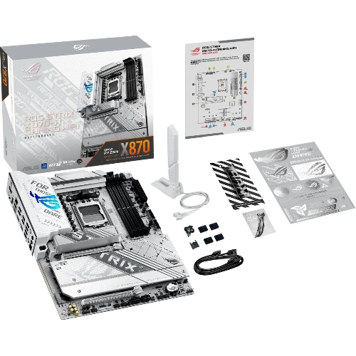 Материнская плата ASUS ROG STRIX X870-A GAMING WIFI, AM5, AMD X870, 4xDDR5, 2xSATA, 4xM.2, 1xPCI-E 4.0 x4, 1xPCI-E 5.0 x16, 1xHDMI, 1xDP, 1x 2.5Gb LAN, 4xUSB-A 3.2 Gen 1, 5xUSB-A 3.2 Gen 2, 1xUSB-C 3.2 Gen 2, 2xUSB4, 2x3.5 мм, 7.1, ATX