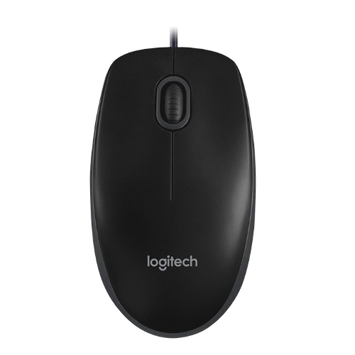 Мышь проводная Logitech B100 черный, 1000 dpi, USB, кнопки - 3