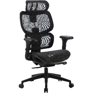Кресло Cactus CS-MC555-BK черный, сетка, 150 кг, подголовник, регулируемые подлокотники, механизм качания
