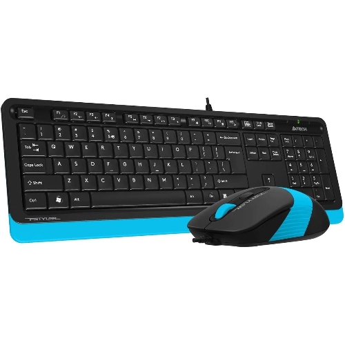 Комплект клавиатура+мышь A4Tech FStyler F1010 проводной, USB, 1600 DPI, чёрный/синий