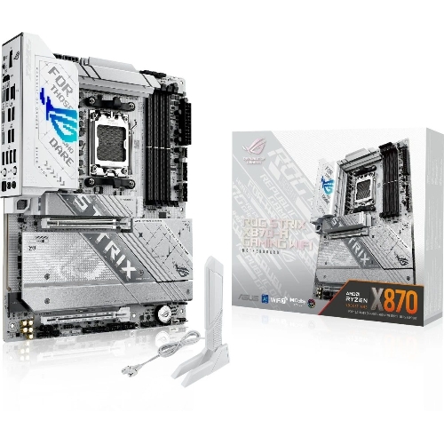 Материнская плата ASUS ROG STRIX X870-A GAMING WIFI, AM5, AMD X870, 4xDDR5, 2xSATA, 4xM.2, 1xPCI-E 4.0 x4, 1xPCI-E 5.0 x16, 1xHDMI, 1xDP, 1x 2.5Gb LAN, 4xUSB-A 3.2 Gen 1, 5xUSB-A 3.2 Gen 2, 1xUSB-C 3.2 Gen 2, 2xUSB4, 2x3.5 мм, 7.1, ATX