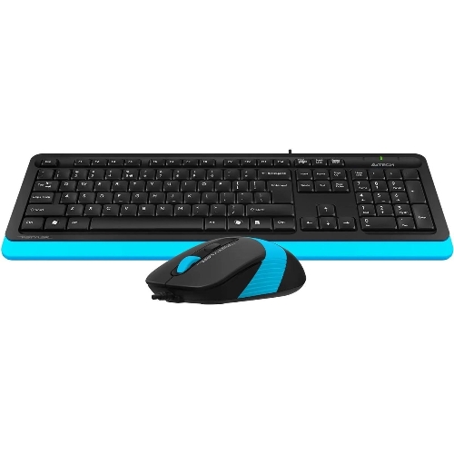 Комплект клавиатура+мышь A4Tech FStyler F1010 проводной, USB, 1600 DPI, чёрный/синий