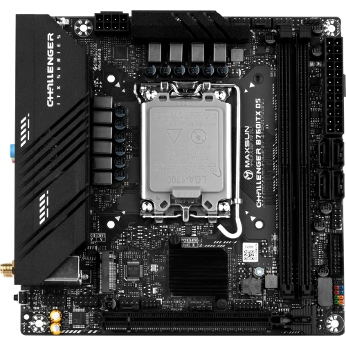 Материнская плата Maxsun Challenger B760ITX D5, LGA 1700, Intel B760, 2xDDR5, 4xSATA, 2xM.2, 1xPCIe 5.0 x16, 2xHDMI, 2xDP, 2x 2.5Gb LAN, 2xUSB 3.2 Gen 1, 4xUSB 2.0, 5.1, Mini-ITX