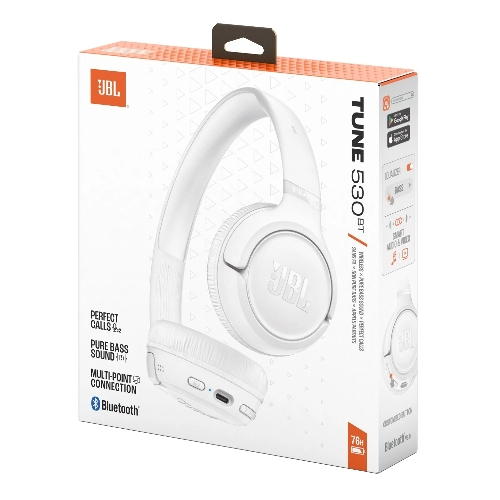 Беспроводные наушники JBL Tune 530BT белый, накладные, Bluetooth, складная конструкция