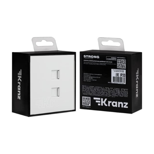 Розетка Kranz STRONG компьютерная двойная RJ45+RJ45 кат6 с/у жемчуг