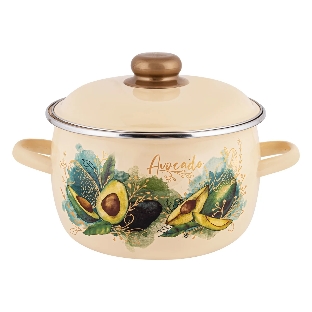 Кастрюля Appetite 1MC201P Avocado с крышкой, сферическая эмалированная 4 л