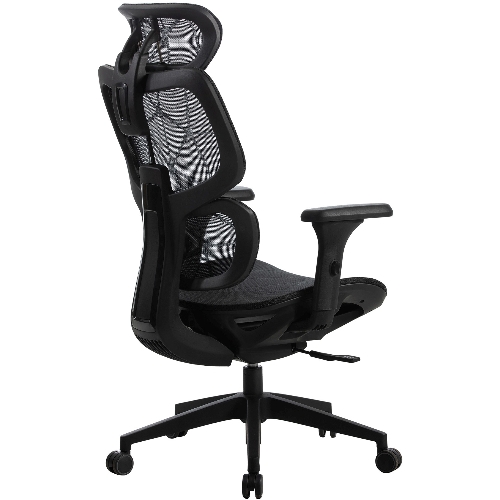 Кресло Cactus CS-MC555-BK черный, сетка, 150 кг, подголовник, регулируемые подлокотники, механизм качания