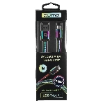 Кабель Qumo, USB 2.0-Type C, 1м, 5/9/12В, 5A, 22.5Вт (Huawei FCP и SCP), опл. металл. пружинка, кон. металл, rainbow