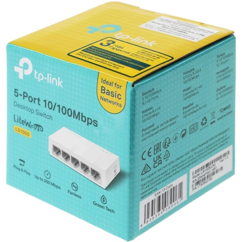 Коммутатор TP-Link LS1005, 5 портов Ethernet 100 Мбит/с