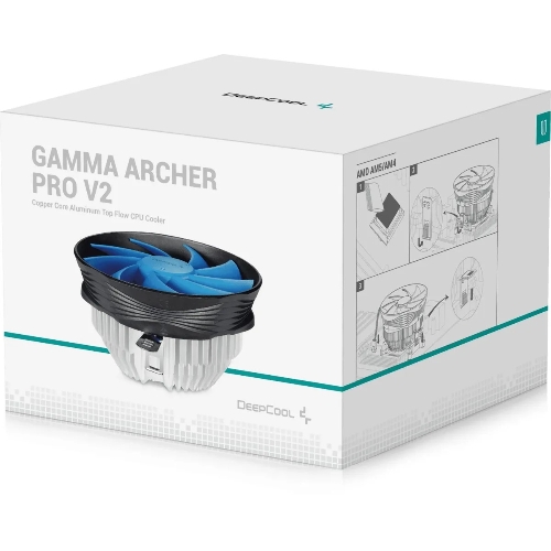 Кулер для процессора DEEPCOOL GAMMA ARCHER PRO V2 черный/синий, 120 мм, алюминий/медь, 1600 об/мин, 21 дБ, 4 pin, 110 Вт, 65.5 мм