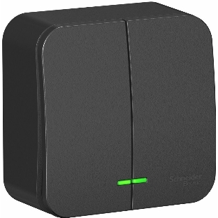 Выключатель 2-кл. ОП Blanca 10А IP20 (сх. 5) 250 В с подсветкой с изолир. пластиной антрацит SchE BLNVA105116
