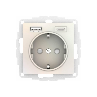 Розетка 16А с USB A+C (5В/2,4А/3 А, 2х5В/1,5А), мех SE AtlasDesign жемчуг