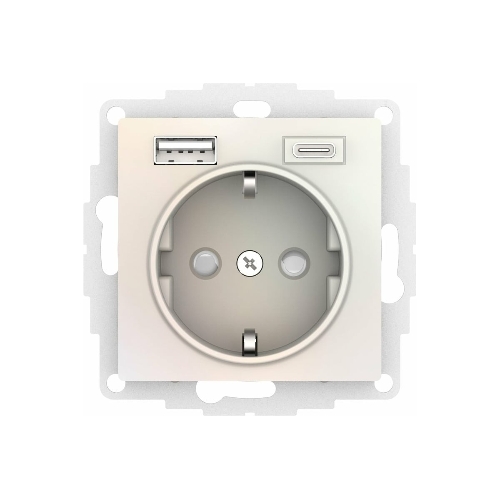 Розетка 16А с USB A+C (5В/2,4А/3 А, 2х5В/1,5А), мех SE AtlasDesign жемчуг