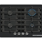 Поверхность газовая Bosch PNP6B6K40 Газ, 4.5х59x52 см, закаленное стекло, 4 конфорки, газ-контроль, автоподжиг, черный