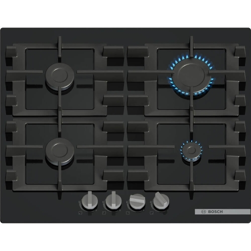 Поверхность газовая Bosch PNP6B6K40 Газ, 4.5х59x52 см, закаленное стекло, 4 конфорки, газ-контроль, автоподжиг, черный