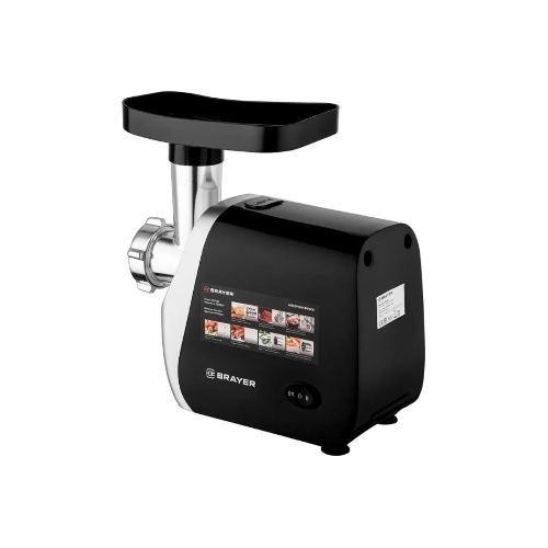 Мясорубка электрическая BRAYER BR1608 черный, 2000 Вт, 2.0 кг/мин, реверс, насадки - 8