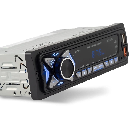 Автомагнитола Digma MCP-227B, 1 DIN, Bluetooth, USB Type-A, AUX, пульт ДУ