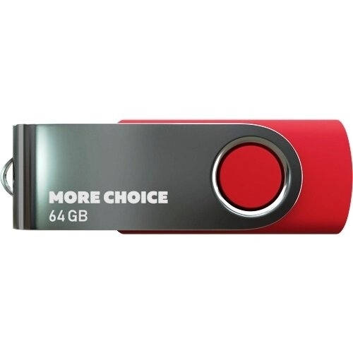 Флешка USB More Choice MF64-4 (4610196407666), 64Gb, USB 2.0, R/W 30/10, красный