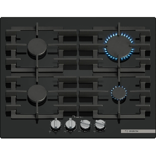Газовая варочная панель Bosch 60 см, закаленное стекло, независимая, черная