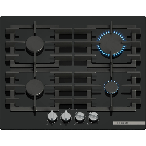 Газовая варочная панель Bosch 60 см, закаленное стекло, независимая, черная