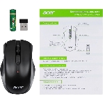 Мышь беспроводная Acer OMR030 черный, 1600 dpi, радиоканал, USB, кнопки - 4