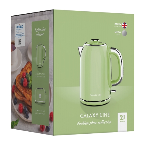 Чайник электрический Galaxy Line GL 0344, райская олива, металл, 2200 Вт, 1.7 л