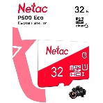 Флеш карта Netac P500 ECO 32Gb MicroSDHC C10 up to 80Mb/s, retail pack card only