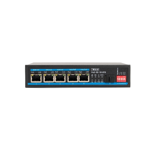 Коммутатор бесперебойный SKAT PoE-5E-1S UPS POE 120Вт порты: 5-Ethernet 1-Uplink