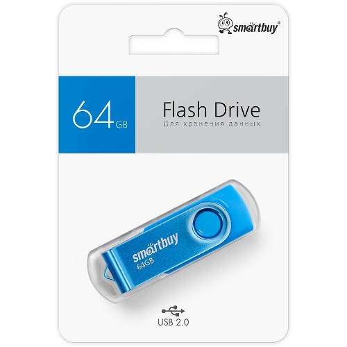 Флешка USB Smartbuy Twist Blue (SB064 Gb2TWB), 64Mb, USB 2.0, R/W 20/10, синий