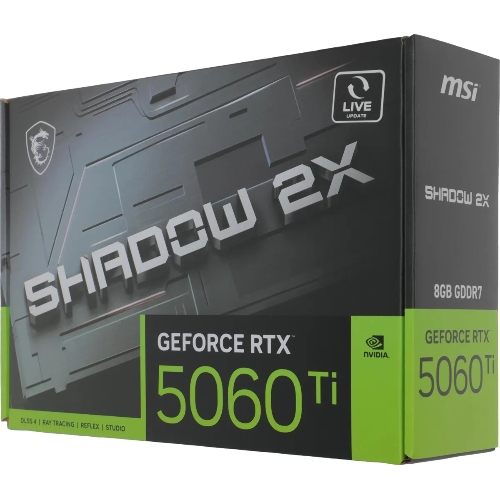 Видеокарта MSI RTX 5060 Ti 8G SHADOW 2X PLUS, NVIDIA RTX 5060 Ti, 8 ГБ GDDR7, 128 бит, PCI-e 5.0, 1xHDMI, 3xDP, 2587 МГц