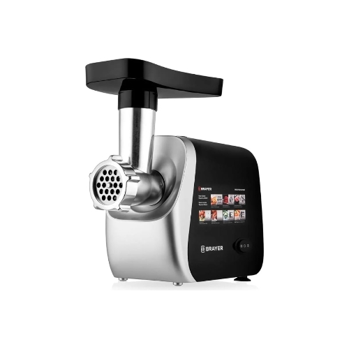 Мясорубка электрическая BRAYER BR1608 черный, 2000 Вт, 2.0 кг/мин, реверс, насадки - 8