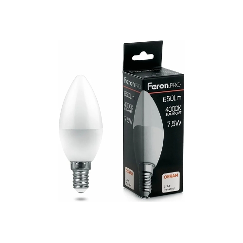 Лампа светодиодная Feron PRO LB-1307 свеча E14 7.5W 4000K