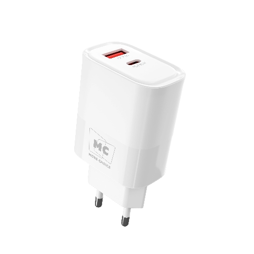 Сетевое зарядное устройство MORE CHOICE NC82a 1USB+1Type-C 3.0A PD 35W+QC3.0 для Type-C Type-C, белый