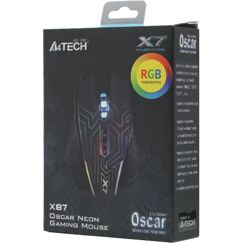 Мышь проводная A4Tech X87 черный, 2400 dpi, USB, кнопки - 8