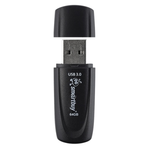 Флешка USB SmartBuy Scout black (SB064Gb3SCK), 64Gb, USB 3.0/3.1, R/W 100/40, черный