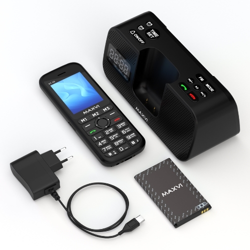 Мобильный телефон Maxvi RT-03 + док-станция, черный