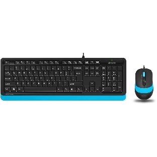 Комплект клавиатура+мышь A4Tech FStyler F1010 проводной, USB, 1600 DPI, чёрный/синий