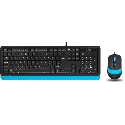 Комплект клавиатура+мышь A4Tech FStyler F1010 проводной, USB, 1600 DPI, чёрный/синий