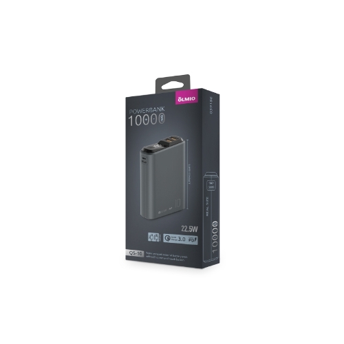 Портативный аккумулятор OLMIO QS-10, 10000mAh, 22.5W QuickCharge3.0/PowerDelivery, LCD, темно-серый