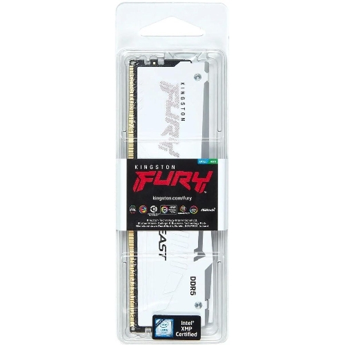 Оперативная память Kingston Fury Beast, DDR5, 16Gb (1x16GB), 5200MHz, CL40, DIMM, с радиатором, RGB, белый