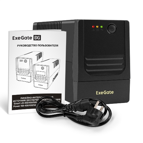 Источник бесперебойного питания ExeGate Power NB-1000.LED.AVR.4C13 (1000VA/650W, LED, AVR, 4*C13, батарея 12V 9Ah, черный)
