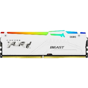 Оперативная память Kingston Fury Beast, DDR5, 16Gb (1x16GB), 5200MHz, CL40, DIMM, с радиатором, RGB, белый