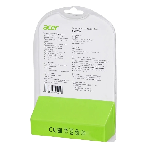 Мышь беспроводная Acer OMR020 черный, 1200 dpi, радиоканал, USB, кнопки - 3