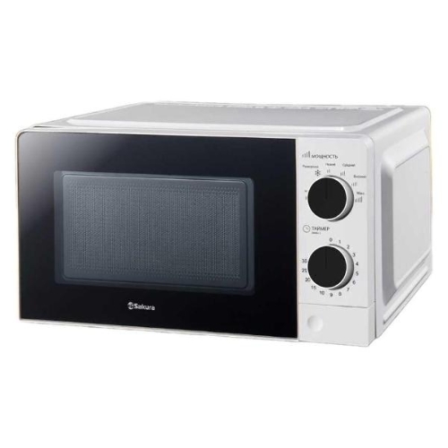 Микроволновая печь Sakura SA-7055W белый, 20 л, 700 Вт, переключатели - поворотный механизм