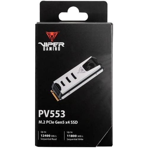 Накопитель SSD Patriot Viper PV553, 1Tb, PCIe 5.0 x4, M.2 2280, NVMe, R/W 11700/9500, активное охлаждение