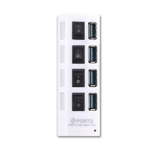 USB-концентратор Smartbuy (SBHA-7304-W) USB 3.0 хаб + выкл., 4 порта, белый