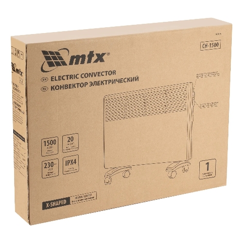 Конвектор электрический MTX CH-1500, белый, 1500 Вт, 20 м2, термостат